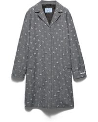 Prada - Single-Breasted Embroidered Pinstripe Coat - Lyst