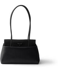 Prada - Passage Medium Leather Bag With Re-Nylon Flap - Lyst