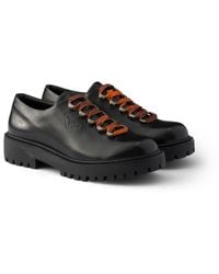 Prada - Aged Leather Lace-Up Shoes - Lyst