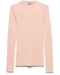 Prada - Pull À Col Rond En Laine, Femme, Taille - Lyst
