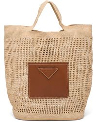 prada beige raffia beach tote bag