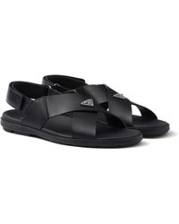 Prada - Vit Sport Leather Sandals - Lyst