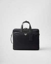 Prada - Re-Nylon And Saffiano Leather Briefcase - Lyst