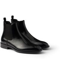 Prada - Bottines Chelsea En Cuir Brossé, Homme, Taille - Lyst