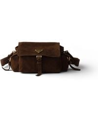 Prada - Explore Medium Suede Shoulder Bag - Lyst