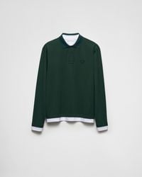 Prada - Conceptual Triangle-Logo Cotton Polo Shirt - Lyst