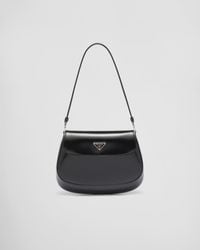 Prada - Cleo Brand-Plaque Brushed Leather Shoulder Bag - Lyst