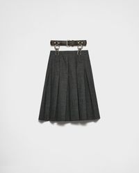 Prada - Faltenrock Mit Schnellstich Und Gürtel - Lyst