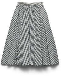 Prada - Full Checked Chambray Skirt, Ivory - Lyst