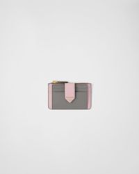 Prada - Saffiano And Smooth Leather Card Holder - Lyst