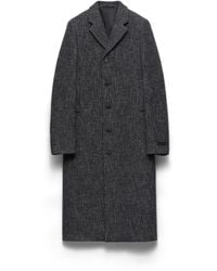 Prada - Single-Breasted Wool Blend Coat - Lyst