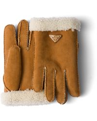 Prada - Suede Sheepskin Gloves, Size 7,5 - Lyst
