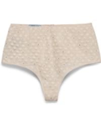 Prada - Lace-Trimmed Briefs With Rhinestones - Lyst