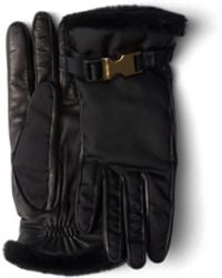 Prada - Re-Nylon And Shearling Gloves, Size 7 - Lyst