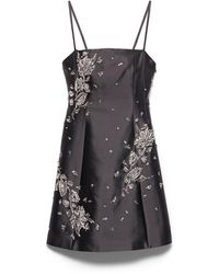 Prada - Embroidered Silk And Wool Mini-Dress - Lyst