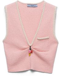 Prada - Top Corto De Bouclé De Algodón, Mujer, Talla - Lyst