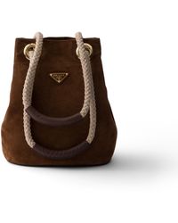 Prada - Mariner Small Suede Bucket Bag - Lyst