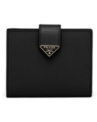 Prada - Small Saffiano And Smooth Leather Wallet - Lyst