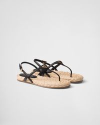 Prada - Nappa Leather Thong Sandals - Lyst