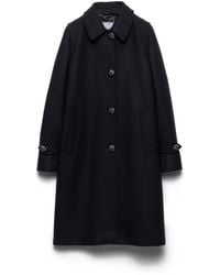 Prada - Single-Breasted Double Loden Coat - Lyst