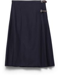 Prada - Re-Wool Midi Skirt - Lyst