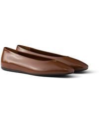 Prada - Brushed Leather Ballerinas - Lyst