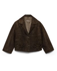 Prada - Cropped Suede Jacket, Selva - Lyst