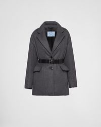 Prada - Single-Breasted Belted Cashmere Padded Jacket - Lyst