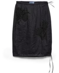 Prada - Embroidered Organdy Midi-Skirt - Lyst