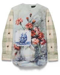 Prada - Printed Cotton Shirt, Cloudy - Lyst