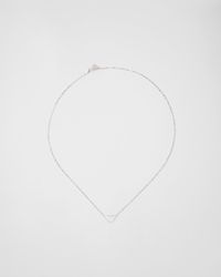 Prada - Eternal Gold Mini Triangle Pendant Necklace In White Gold And Diamonds - Lyst