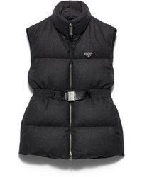 Prada - Re-Wool Down Vest, Anthracite - Lyst