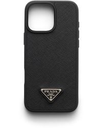 Prada - Coque Pour Iphone 16 Pro Max En Cuir Saffiano, Homme - Lyst