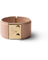 Prada - Metal And Saffiano Leather Bracelet - Lyst