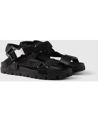 Prada - Sporty Leather And Re-Nylon Tape Sandals - Lyst