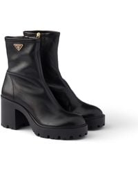 Prada - Stride Stretch Nappa Leather Booties - Lyst