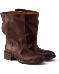Prada - Vintage-Effect Leather Boots - Lyst
