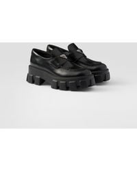 Prada - Monolith Logo-Plaque Patent-Leather Loafers - Lyst