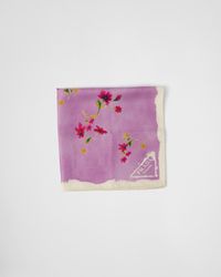 Prada - Printed Silk Twill Foulard - Lyst