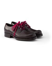 Prada - Antiqued Leather Lace-Up Shoes - Lyst