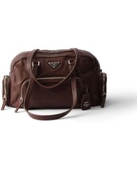 Prada - Large Washed Leather Top-Handle Bag - Lyst