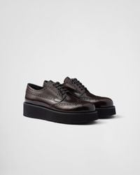Prada - Brushed Leather Derby Shoes - Lyst