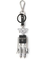 Prada - Robot Saffiano Leather Keychain Charm - Lyst