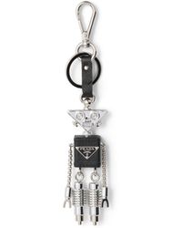Prada - Robot Saffiano Leather Keychain Charm - Lyst