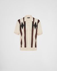 Prada - Argyle Knit Cashmere Polo Shirt - Lyst