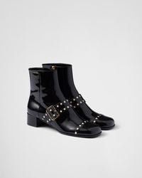 Prada - Patent Leather Ankle Boots - Lyst