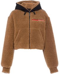 Prada - Cropped Double Fleece Jacket - Lyst