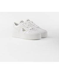 Prada - Downtown Bold Leather Sneakers - Lyst
