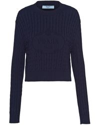 Prada - Jersey Con Cuello Redondo De Algodón, Mujer, Talla - Lyst