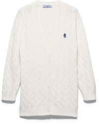 Prada - Cable-Knit Cotton Cardigan - Lyst